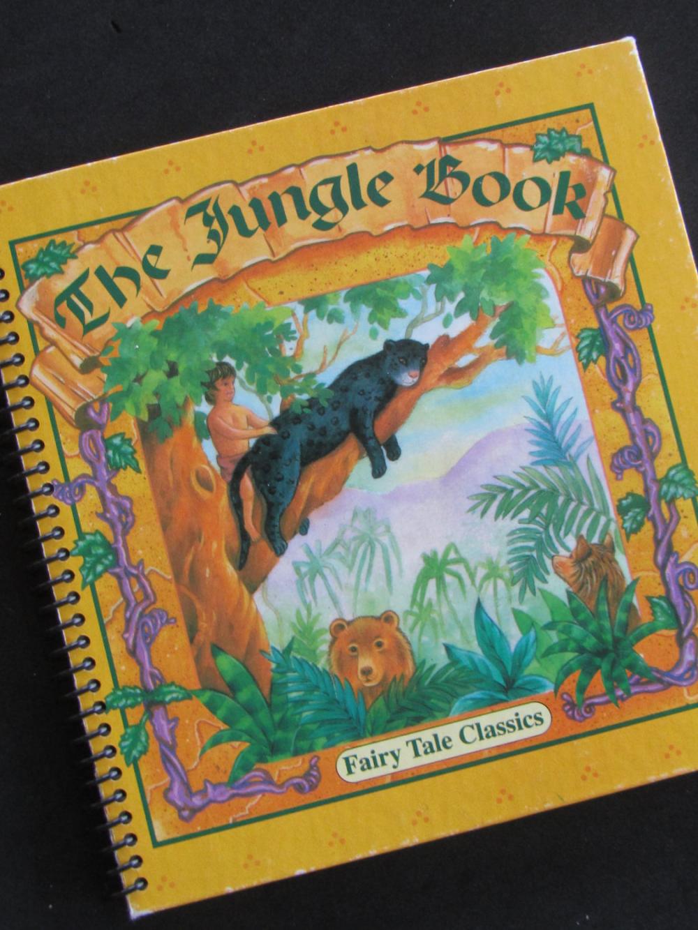 JUNGLE BOOK journal notebook Recycled Upcycled Spiral Bound Rudyard Kipling Tiger Brown